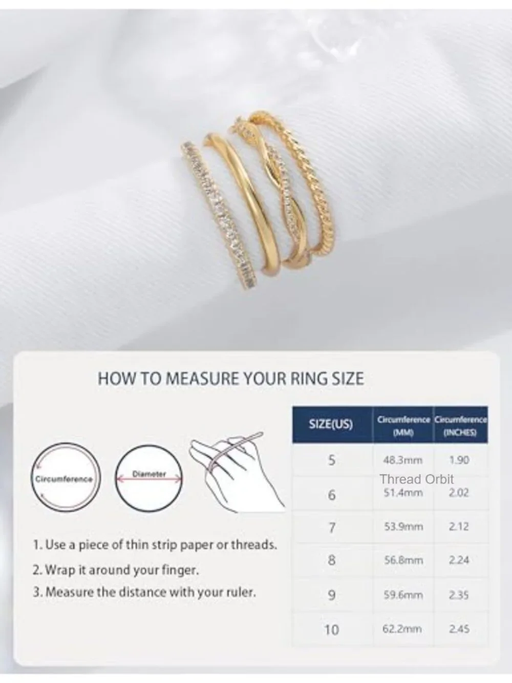 Gold Stackable Rings for Women Non Tarnish, 14K Gold Plated Stacking Thin Ring